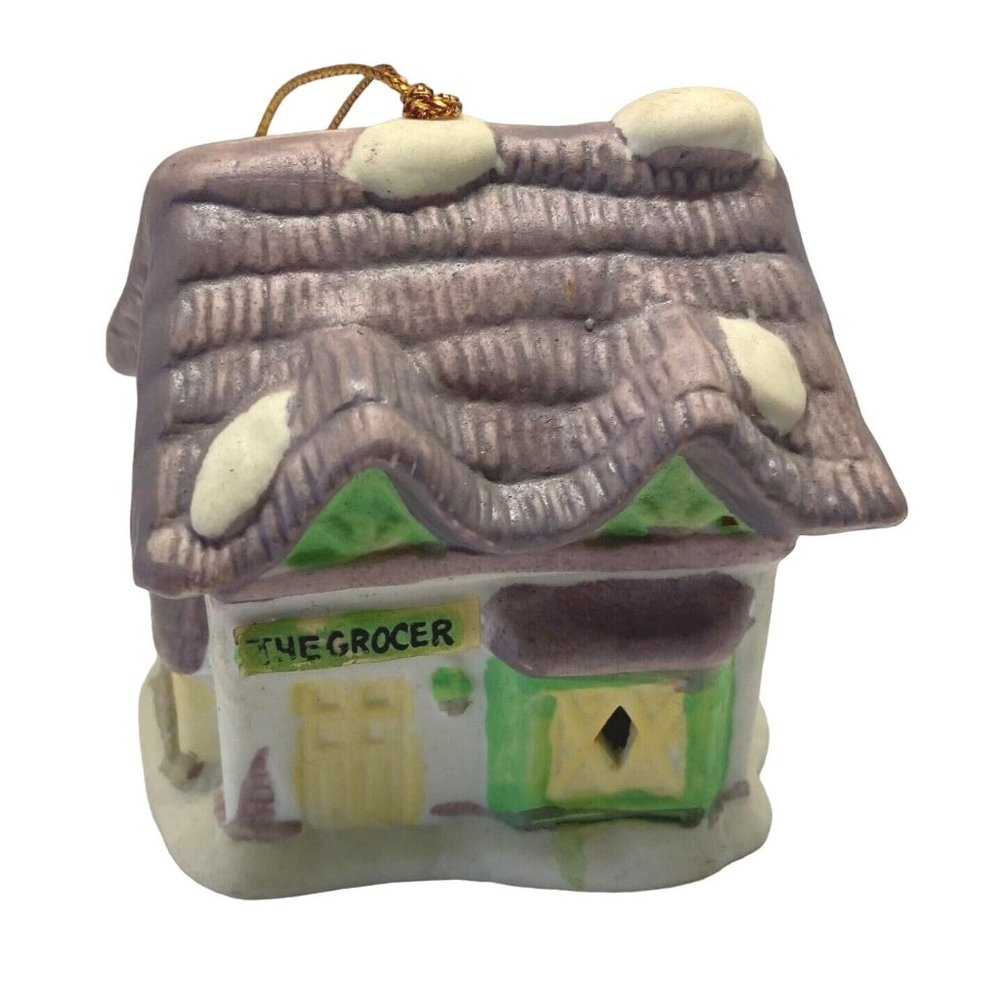 The Grocer Christmas Tree Ornament 1991 Readers Digest Bell Grocery Store House